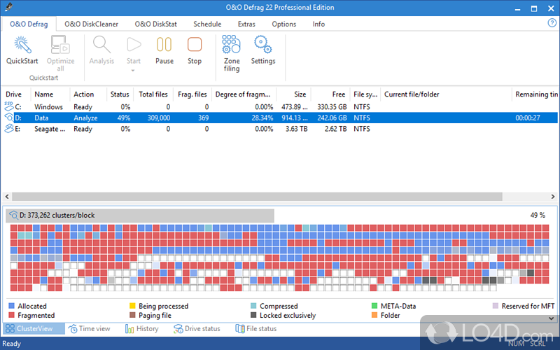 Defragmentation tool which activates performance you thought was lost - Screenshot of O&O Defrag Professional