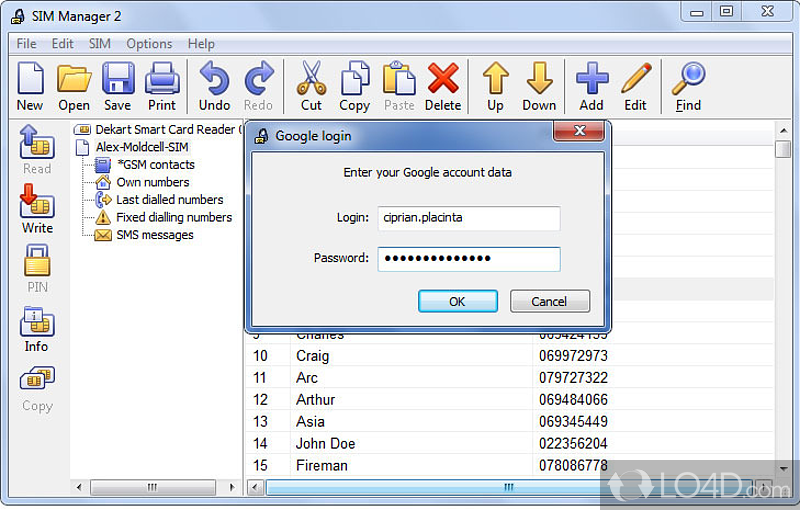 Dekart SIM Manager: Read, write, copy - Screenshot of Dekart SIM Manager