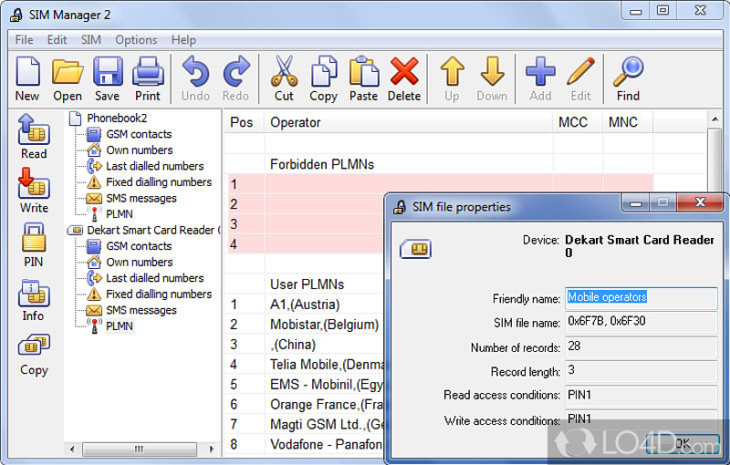 Simple settings menu - Screenshot of Dekart SIM Manager