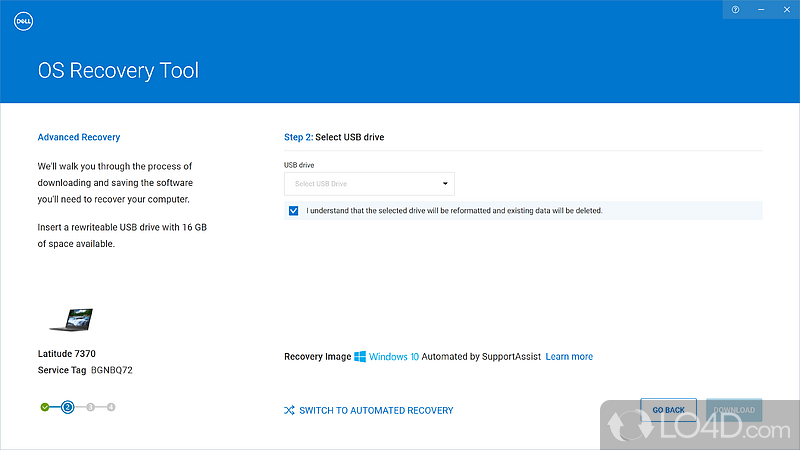 Service Tag for your Dell OS - Screenshot of Dell OS Recovery Tool