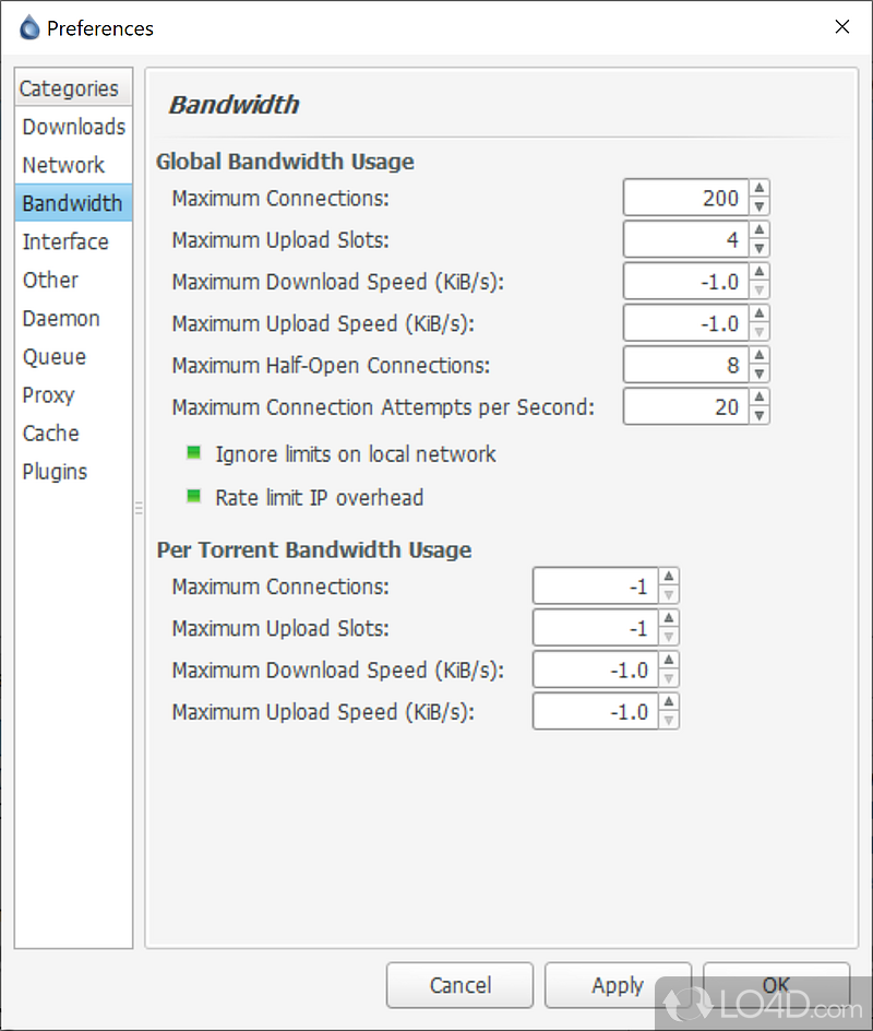 Deluge: Libtorrent - Screenshot of Deluge