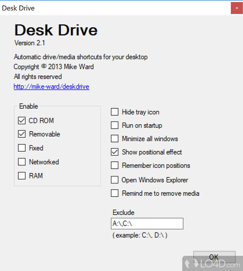 Look for the utility in the system tray - Screenshot of Desk Drive
