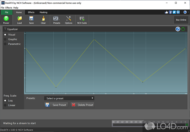 An advanced audio equalizer for casual listeners - Screenshot of DeskFX Audio Effects Processor