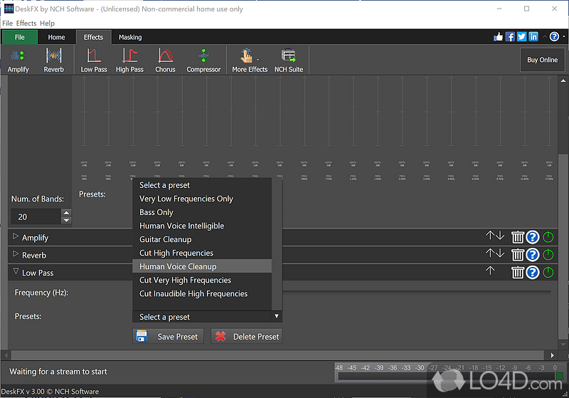 DFX Audio Enhancer is a great tool helping you to improve the audio quality - Screenshot of DeskFX Audio Effects Processor