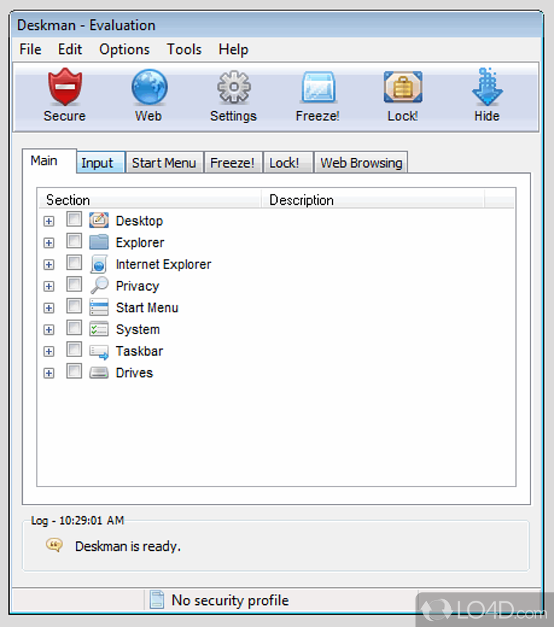 Desktop Security Manager - Screenshot of Deskman