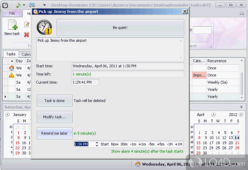 Stay on top of all your pending tasks and to-dos with Desktop-Reminder - Screenshot of Desktop Reminder