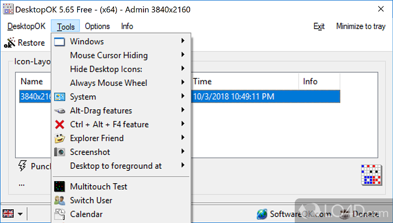 Change the screen resolution - Screenshot of DesktopOK