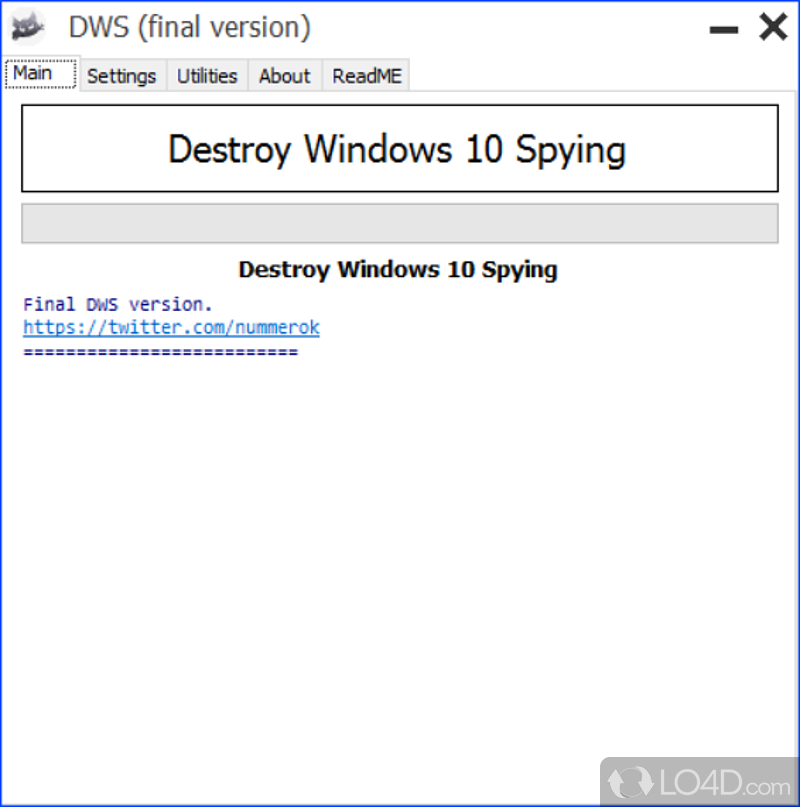 Prevent Windows 10 from tracking activity and improve privacy settings due to this software solution - Screenshot of Destroy Windows 10 Spying