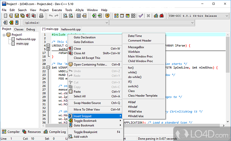 Free integrated development environment - Screenshot of Dev-C++ Portable