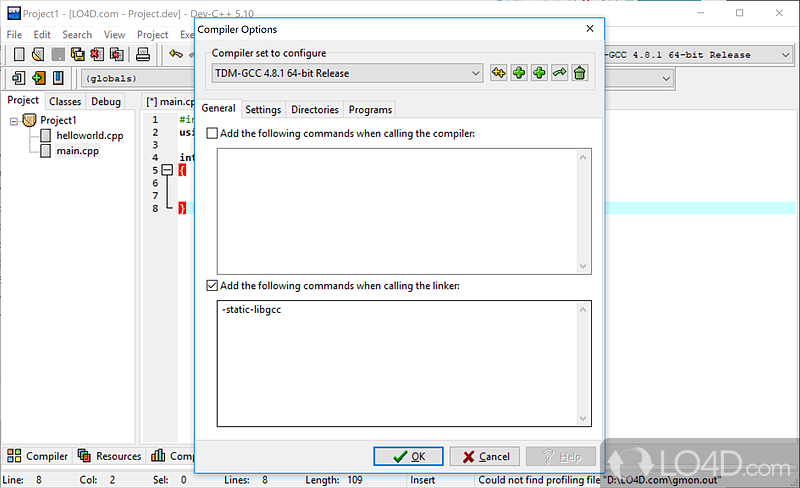 Utilization of DevPaks - Screenshot of Dev-C++ Portable