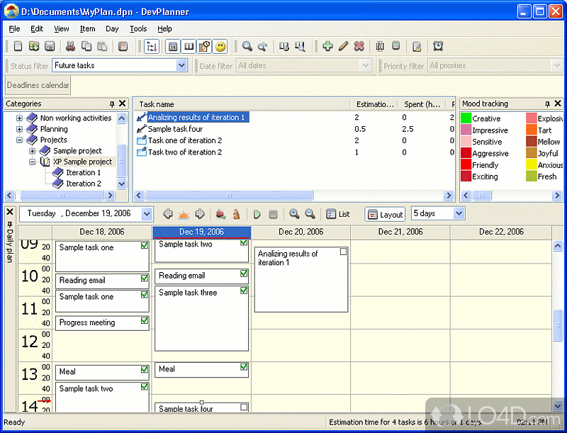 Right estimations trainer, can improve results and prepare weekly reports - Screenshot of DevPlanner