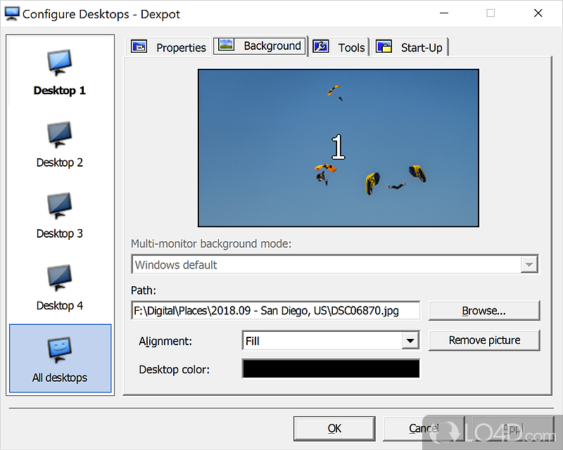 Create up to 20 desktops - Screenshot of Dexpot