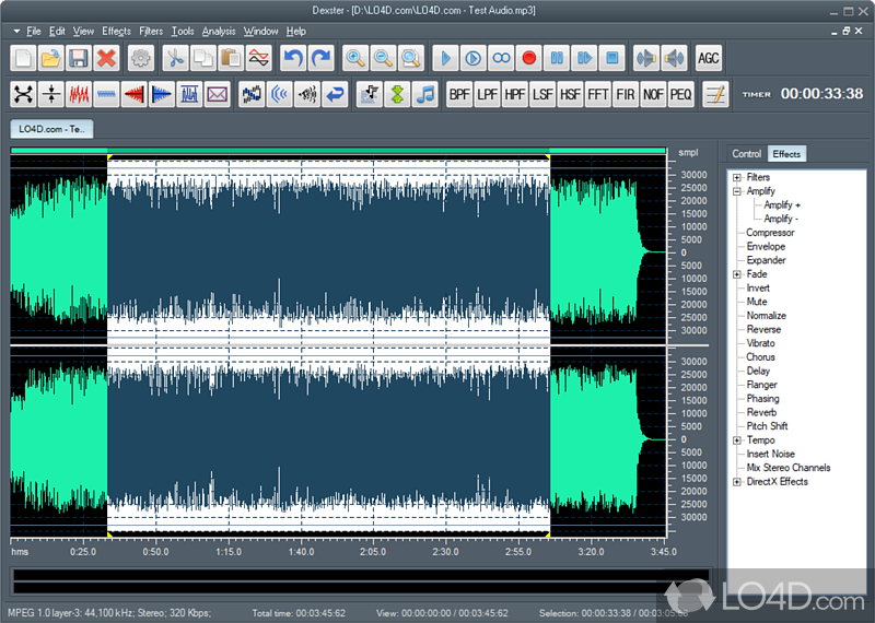 Record audio input, preview results and burn audio CDs - Screenshot of Dexster