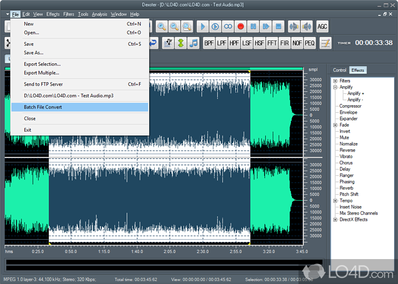 Record, edit, add audio effects and mix digital audio files - Screenshot of Dexster