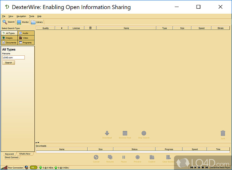 DexerWire is a Gnutella file-sharing client - Screenshot of DexterWire