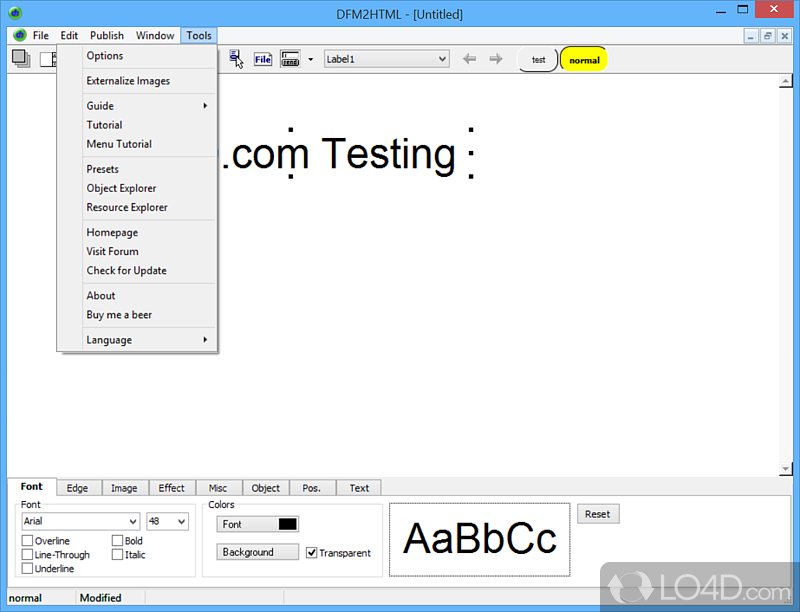 Quick setup and user-friendly GUI - Screenshot of DFM2HTML