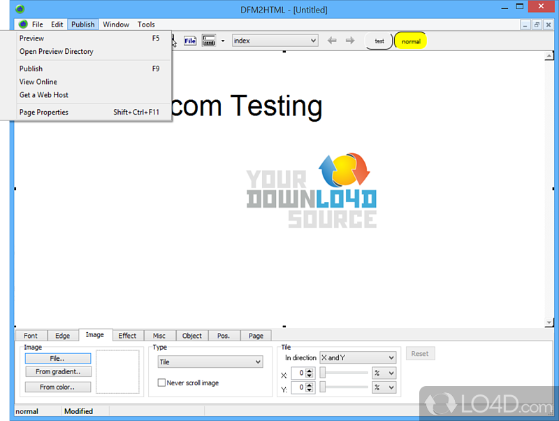 Upload via FTP and use additional tools - Screenshot of DFM2HTML
