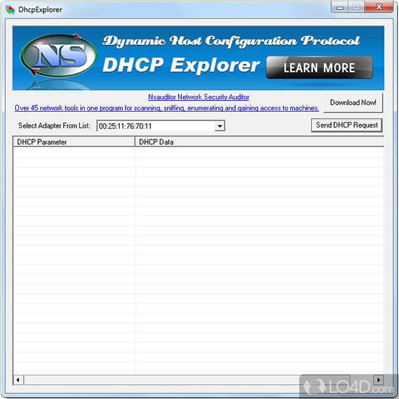 Discover DHCP servers on local subnet or LAN - Screenshot of DhcpExplorer
