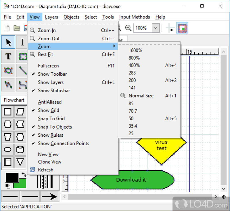 Drawing UML diagrams - Screenshot of Dia Diagram Editor