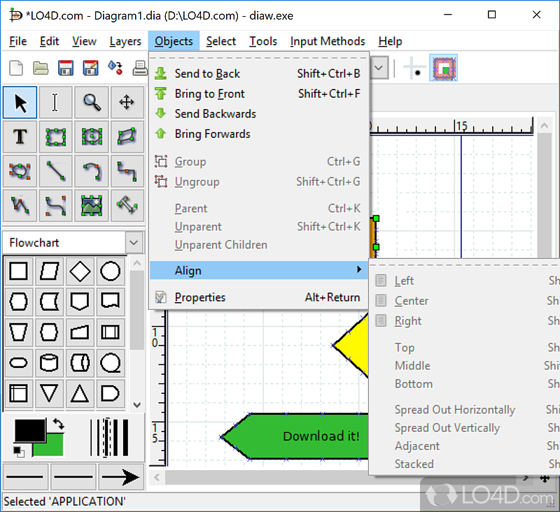 Create a diagram is easy - Screenshot of Dia Diagram Editor