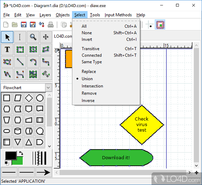 Dia Diagram Editor: Create a diagram - Screenshot of Dia Diagram Editor