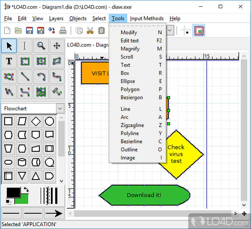 Dia is a program to draw structured diagrams - Screenshot of Dia Diagram Editor