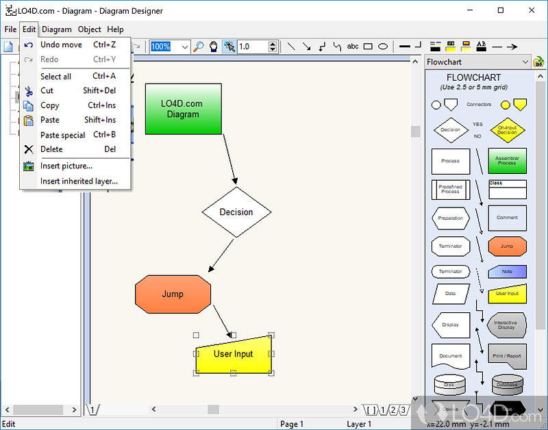 Easy tool to create diagrams and flowcharts - Screenshot of Diagram Designer