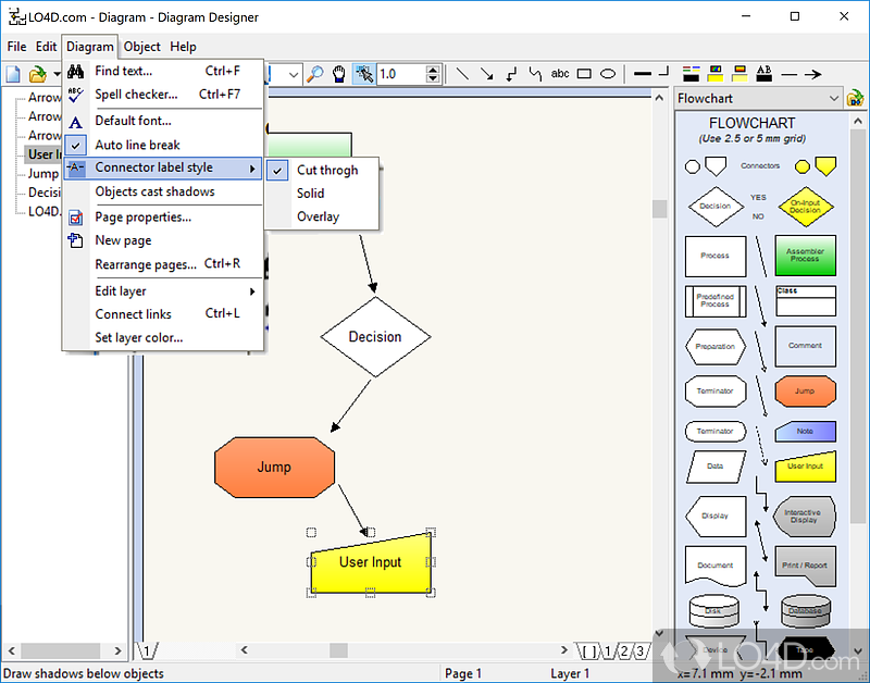 Vector graphics editor for creating flowchart, diagrams, slide shows - Screenshot of Diagram Designer