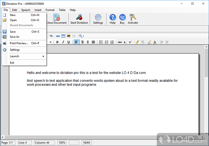 Ensure your microphone works fine - Screenshot of Dictation Pro