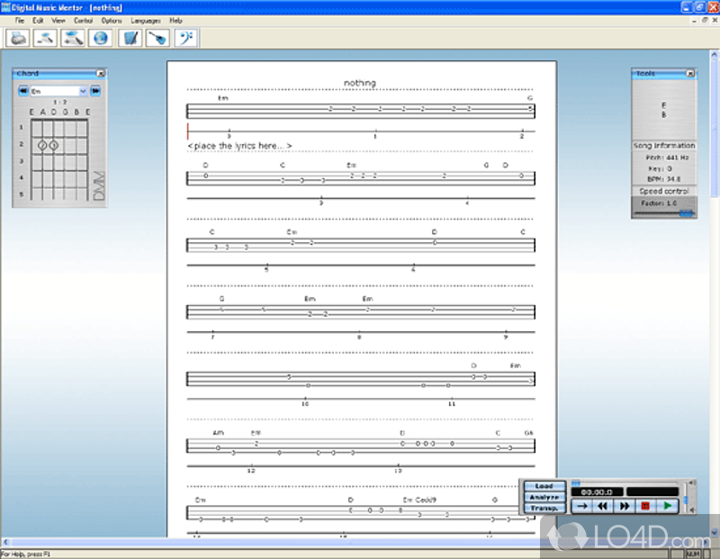 Chords and tabs for every song in the world - Screenshot of Digital Music Mentor