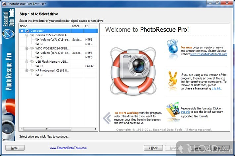 Hassle-free installer and wizard-like UI - Screenshot of Digital PhotoRescue Professional