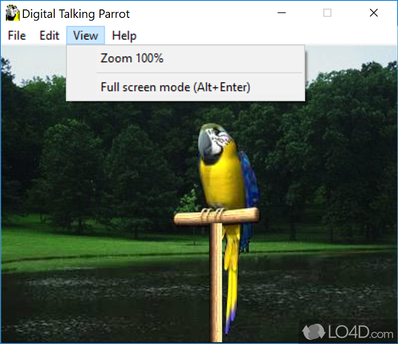 Pet digital parrot that talks to you from a Windows desktop - Screenshot of Digital Talking Parrot