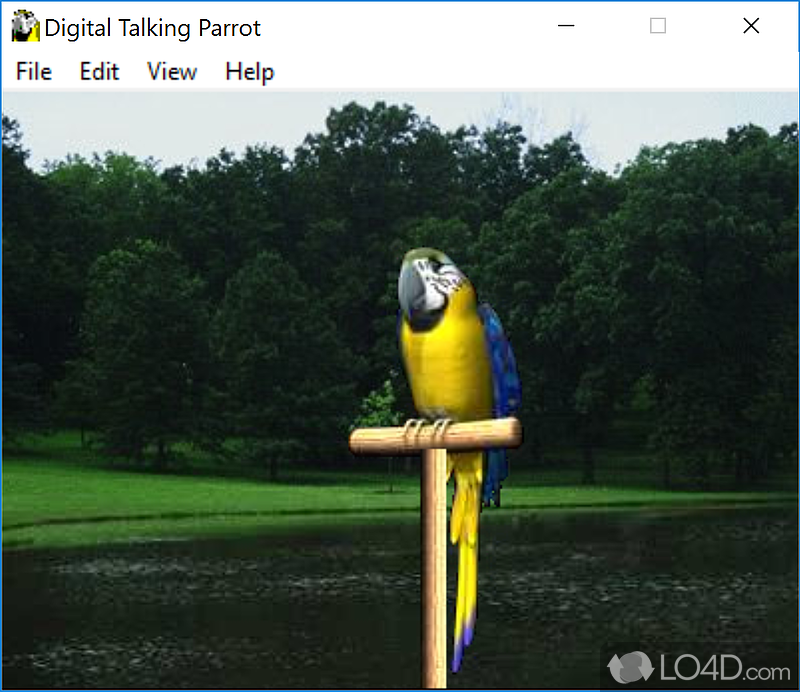 Funny and quirky interactive screensaver depicting a virtual parrot that can talk - Screenshot of Digital Talking Parrot