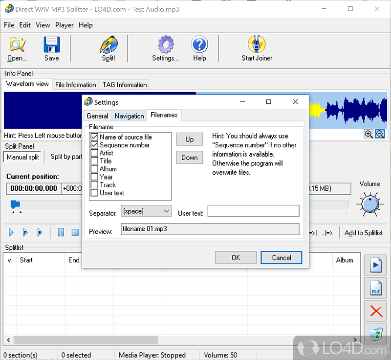 Direct MP3 Splitter and Joiner screenshot