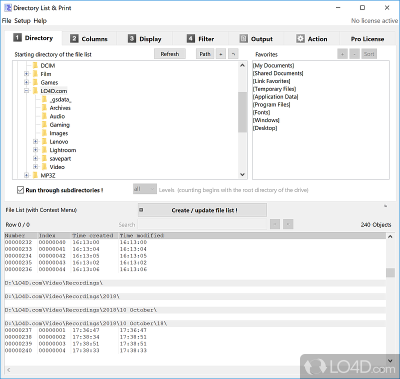 List and print directory structure - Screenshot of Directory List & Print Pro