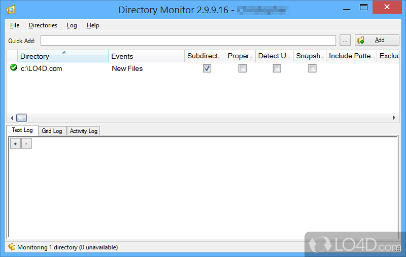 Well-structured interface - Screenshot of Directory Monitor
