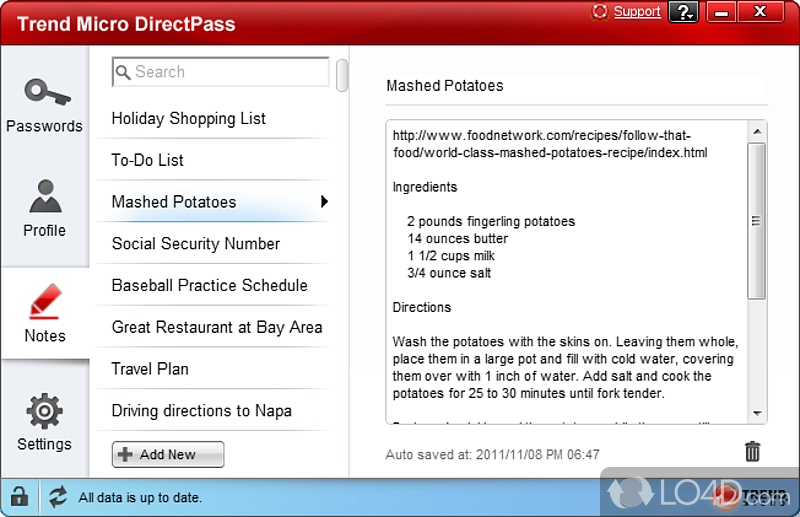 Can automatically remember login details - Screenshot of DirectPass