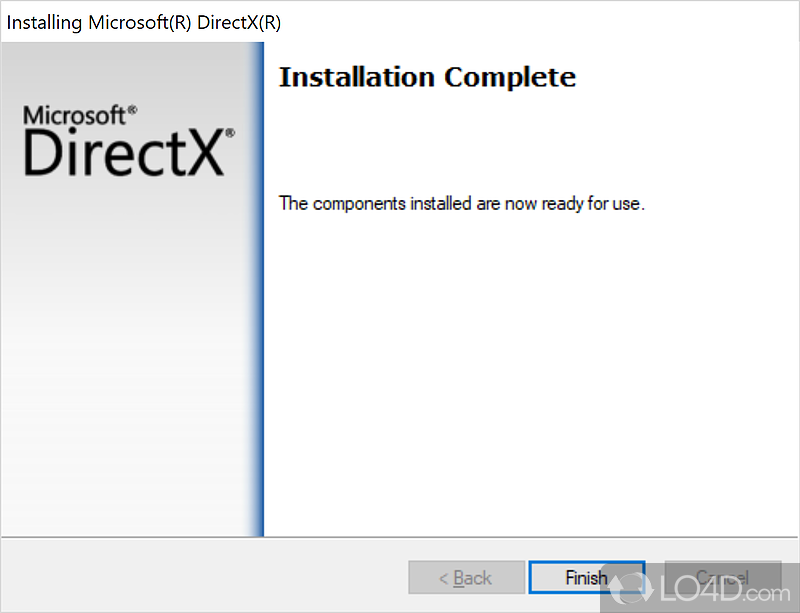 DirectX Runtime: User interface - Screenshot of DirectX Runtime