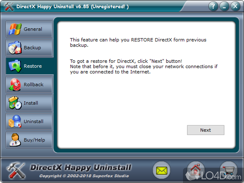 A quick solution to refresh DirectX - Screenshot of DirectX Happy Uninstall