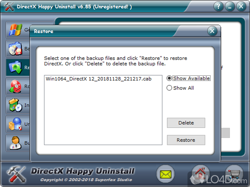 Diagnose your Direct X issues - Screenshot of DirectX Happy Uninstall
