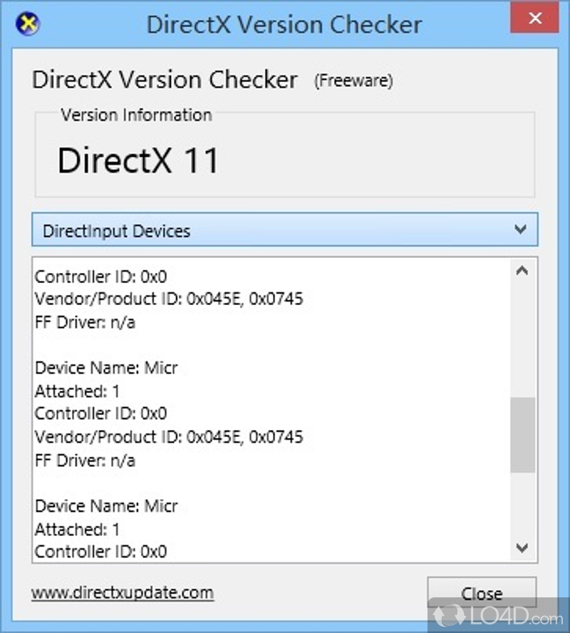 Multi-tabbed window with advanced DirectX info - Screenshot of DirectX Version Checker