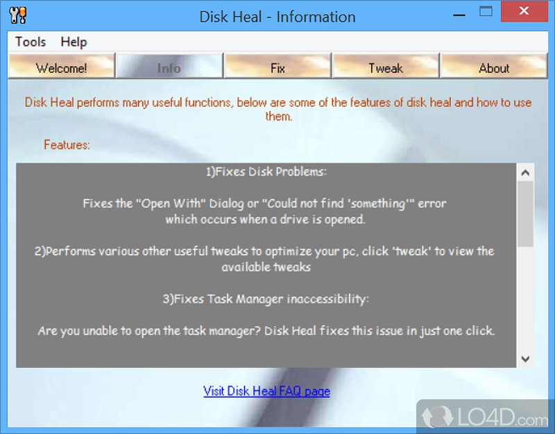 Fix disk errors caused after virus infections - Screenshot of Disk Heal