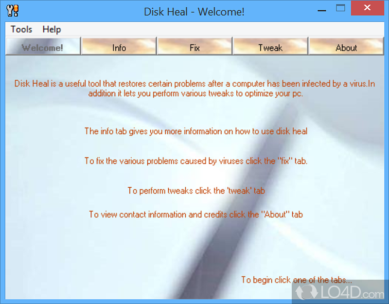 Fixes disk problems, recovers hidden files and performs various other tweaks - Screenshot of Disk Heal