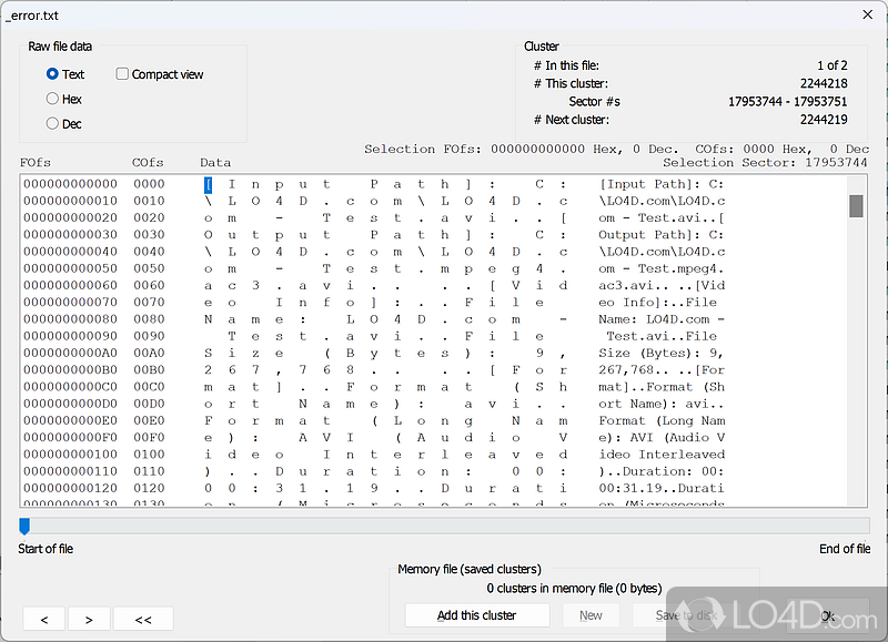 Disk Investigator: User interface - Screenshot of Disk Investigator