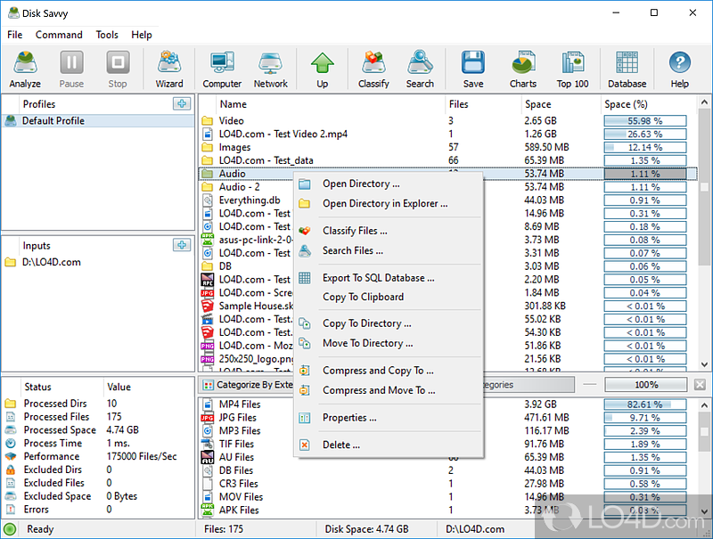 Analyze the hard disk to manage the space - Screenshot of Disk Savvy