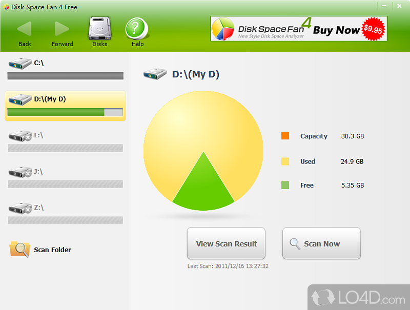Find out which files and folders are eating up hard drive space - Screenshot of Disk Space Fan