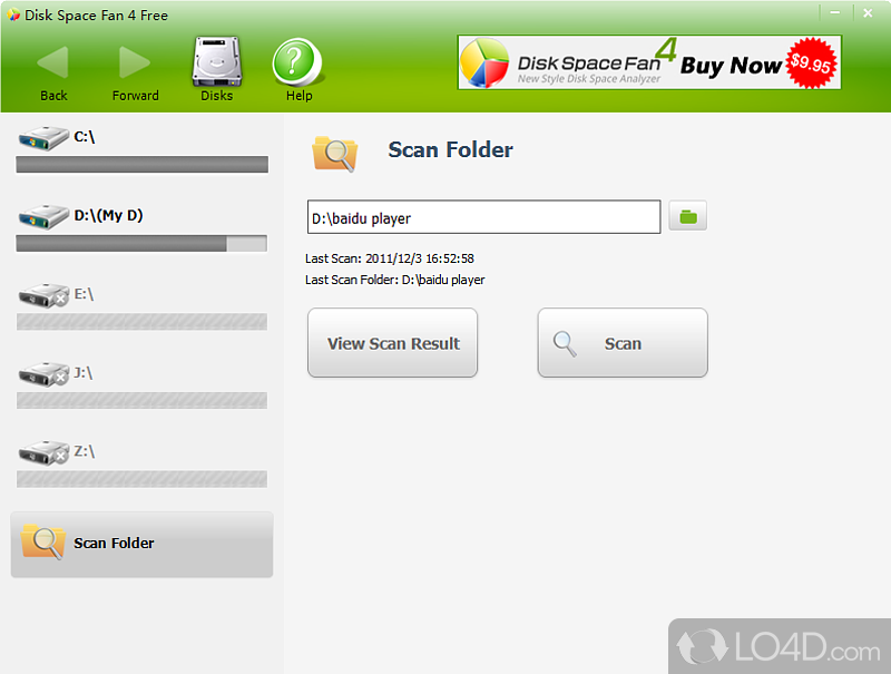 Disk Space Fan: User interface - Screenshot of Disk Space Fan