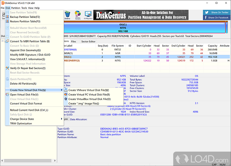 File management and data recovery - Screenshot of DiskGenius PartitionGuru