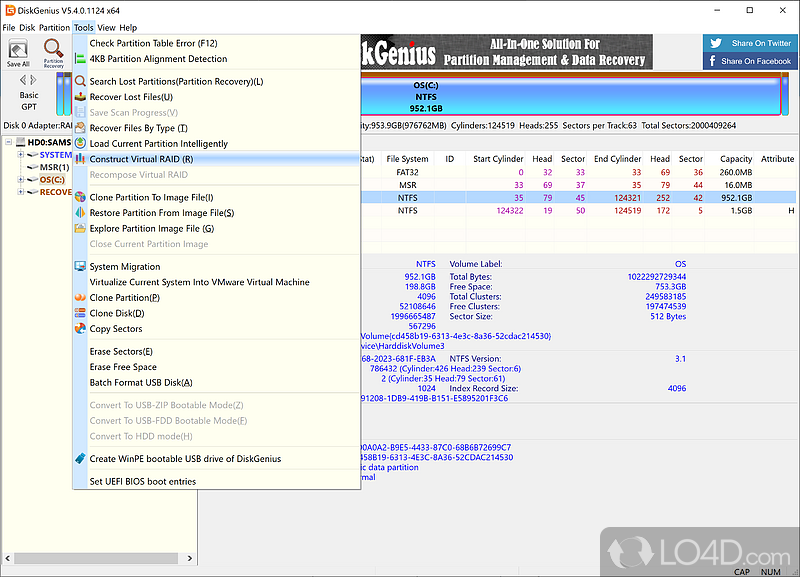 A simple but powerful data recovery tool - Screenshot of DiskGenius PartitionGuru