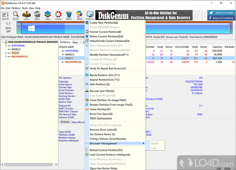 Simple three-step process - Screenshot of DiskGenius PartitionGuru